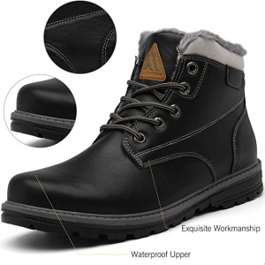 Ghete de iarna cu blana Mishansha, piele sintetica, negru, 38