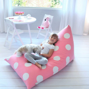 Husa pentru Bean Bag Butterfly, panza/bumbac, alb/roz deschis, 76,2 x 127 x 88,9 cm