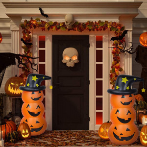 Jucarie gonflabila de Halloween LEOHOME, dovleac, PVC, portocaliu/negru, 140 x 60 cm