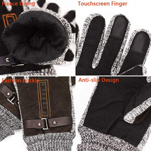 Manusi de protectie YULOONG, piele PU/textil, gri/negru, 29 x 28 cm