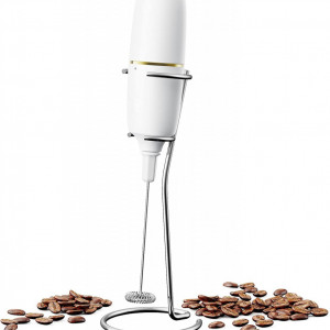 Mixer pentru spumarea laptelui portabil TSYMO, ABS/otel inoxidabil, alb/argintiu, 1900rpm