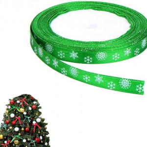 Panglica de Craciun CCLKHY, poliester, verde/alb, 2 m