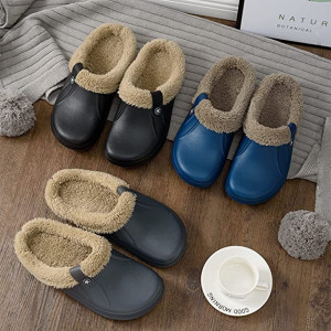 Papuci cu blana Coswind, cauciuc/textil, negru, 40-41