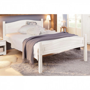 Pat matrimonial Emden by Home Affaire, lemn masiv, alb, 180 x 200 cm