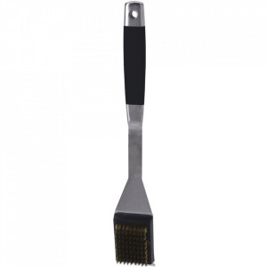 Perie gratar Karll cu maner cauciucat, otel inoxidabil, negru/gri, 42 x 6.2 cm