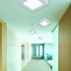 Plafoniera, LED, metal, alba, 17 x 3,5 x 17 cm, 12w