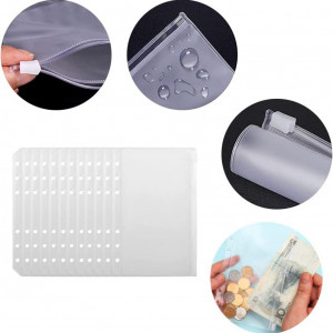 Planificator cu 12 dosare si etichete autocolante HBYMYDA, piele PU/PVC/metal, roz, 19,2 x 13 x 3 cm