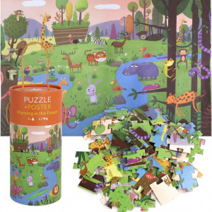 Puzzle cu 63 piese pentru copii OhMill, hartie, animale, multicolor, 48 x 33 cm