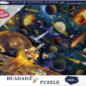 Puzzle de 1000 de piese HUADADA, model Sistemul Solar, carton, multicolor, 50 x 70 cm