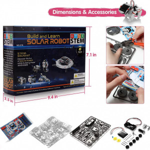 Robot educational cu incarcare solara 6 in 1 Batlofty, ABS, alb/negru/rosu, 24 x 18 x 6,3 cm