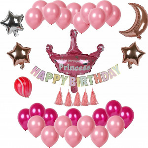 Set aniversar PARTY GO, folie/latex, multicolor, 48 piese