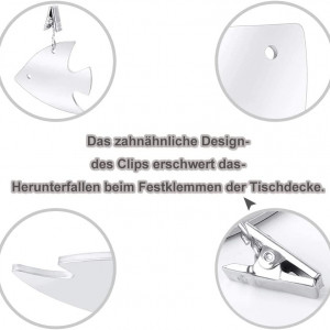 Set de 10 clipsuri pentru fata de masa Sinzau, otel inoxidabil, argintiu, 6 x 6,2 cm