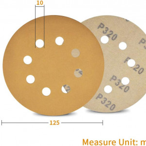 Set de 100 discuri pentru slefuirea lemnului SPEEDWOX, oxid de aluminiu, granulatie 320, galben, 12,5 cm