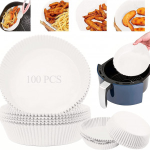 Set de 100 hartii de copt pentru friteuza/microunde Pipihome, alb, 20 x 16 x 5 cm