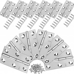 Set de 12 balamale pentru mobilier Aprilye, otel inoxidabil, argintiu, 6,5 x 4 cm