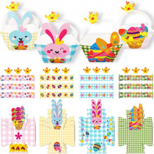 Set de 12 cosulete pentru Paste cu 12 pui autoadezivi WILDPARTY, multicolor, hartie