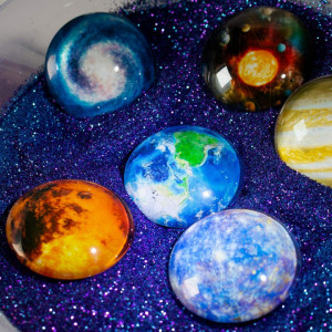 Set de 12 magneti de frigider Simpletome, sticla/metal, 3D, multicolor, 4 x 1.4 cm