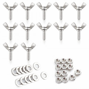 Set de 12 suruburi cu piulite LEONTOOL, otel inoxidabil, argintiu, M6x16mm