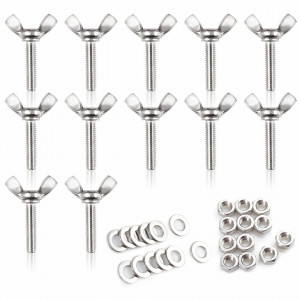 Set de 12 suruburi cu piulite LEONTOOL, otel inoxidabil, argintiu, M6x25mm
