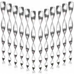 Set de 12 tije reflectorizante pentru balcon/pomi fructiferi OUQIWEN, plastic, argintiu, 29,5 cm