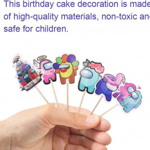 Set de 120 decoratiuni pentru tort BESTZY, lemn/carton, multicolor, 10 cm