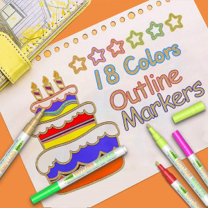 Set de 18 markere BOIROS, plastic, multicolor
