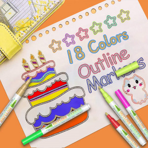 Set de 18 markere cu sclipici BOIROS, plastic, multicolor