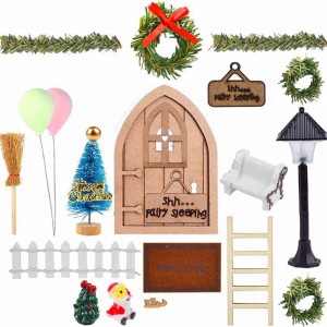 Set de 18 mini decoratiuni de Craciun Yizemay, lemn/plastic, multicolor