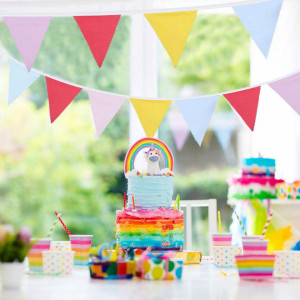 Set de 2 bannere pentru petrecere, multicolor, textil, 17,5 x 13,5 cm