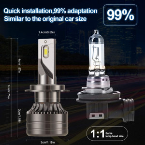 Set de 2 becuri pentru faza scurta Kairiyard, H7, LED, aliaj de aluminiu, negru