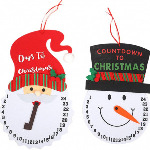 Set de 2 calendare de advent de Craciun, pasla, multicolor, 37 x 22 cm / 30 x 20 cm