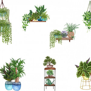 Set de 2 coli cu autocolante MERYSAN, ghivece, verde, PVC, 90 X 30 cm