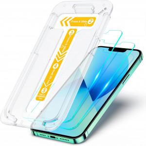Set de 2 folii de sticla pentru iPhone 13/13 Pro Cirycase, cu cadru de instalare, sticla securizata, transparent, 6,1 inchi