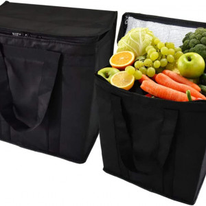 Set de 2 genti termice Yongzhenlite, tesatura, negru, 30 x 16 x 35 cm