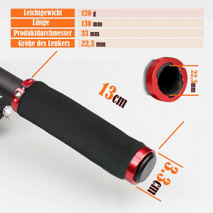 Set de 2 manere ergonomice pentru biciclete/ scutere PenuSpt, rosu/negru, spuma, 22,3 mm