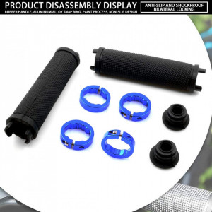 Set de 2 mansoane ergonomice pentru bicicleta CYchen, cauciuc/aluminiu, negru/albastru, 13 x 3,4 cm