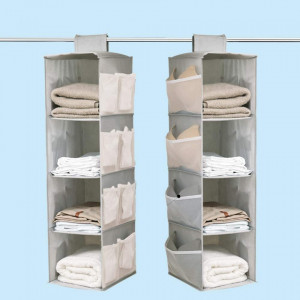 Set de 2 organizatoare suspendate pentru haine Ubrand, tesatura oxford, gri, 80 x 30 x 21,8 cm