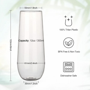 Set de 2 pahare Hotder plastic, transparent, 15,3 x 6,1 cm, 355 ml