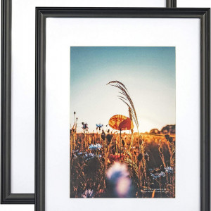 Set de 2 rame foto Home&Me, lemn masiv de pin/sticla, negru, 33 x 43 cm