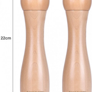 Set de 2 rasnite sare si piper RANSENERS, lemn/otel inoxidabil, natur/argintiu, 22 cm