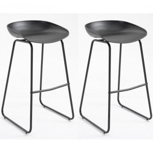 Set de 2 scaune de bar Alabama, metal/plastic, negre, 84 x 42 x 42 cm