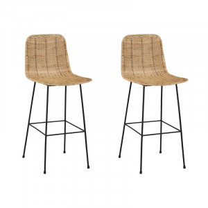 Set de 2 scaune de bar Moffitt, maro/negru, 100 x 43 x 54 cm