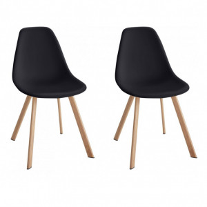 Set de 2 scaune Veneto, plastic/metal, negru/maro, 45 x 54 x 82 cm