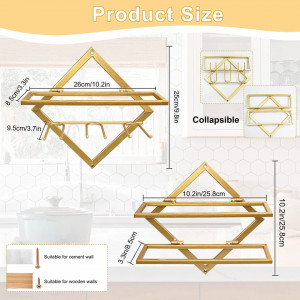 Set de 2 suporturi pentru sticlele de vin MERYSAN, metal, auriu, 26 x 25 cm / 25,8 x 25,8 cm