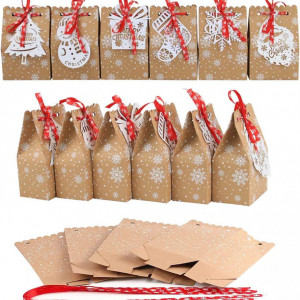 Set de 24 pungi si 24 etichete Fictezlove, hartie, multicolor, 12 x 7 x 18,5 cm