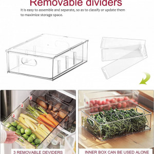 Set de 3 organizatoare pentru frigider Greentainer, plastic, transparent