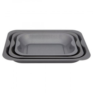 Set de 3 tavi de gatit Tesco, antiaderente, 28 cm/ 33 cm/ 38 cm