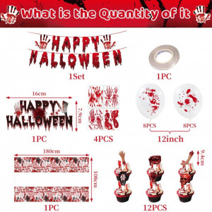 Set de 36 accesorii pentru Hallowen Metaparty, latex/plastic, alb/rosu