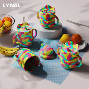 Set de 4 cani pentru bebelusi LYASIL, silicon, multicolor, 230 ml