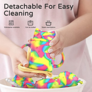 Set de 4 cani pentru copii LQMBABY, silicon, multicolor, 237 ml